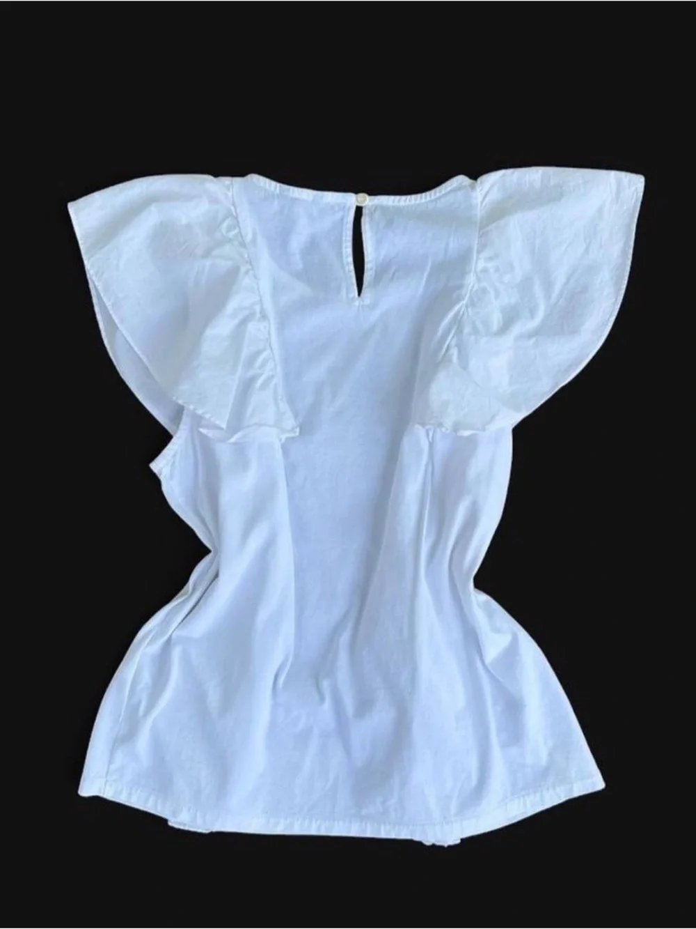 J. Crew White Ruffle Cap-Sleeve Blouse